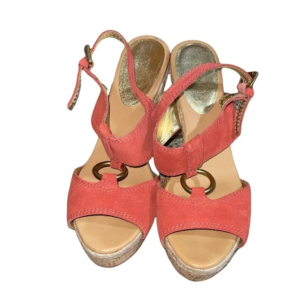 Coach Valeann Tulip Suede Cork Platform Sandals